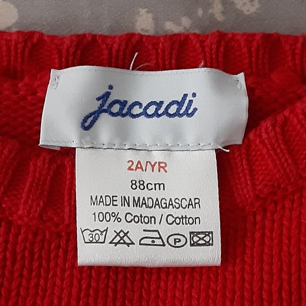 JACADI Red 100% Cotton sweater size 2T - Picture 3 of 3